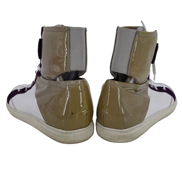 Alessandro Dell'Acqua Mens 9.5 White Tan Purple Patent Leather Fashion Sneakers - Picture 10 of 12